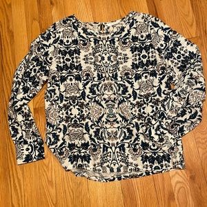 Lucky brand blue floral blouse long sleeved sz M